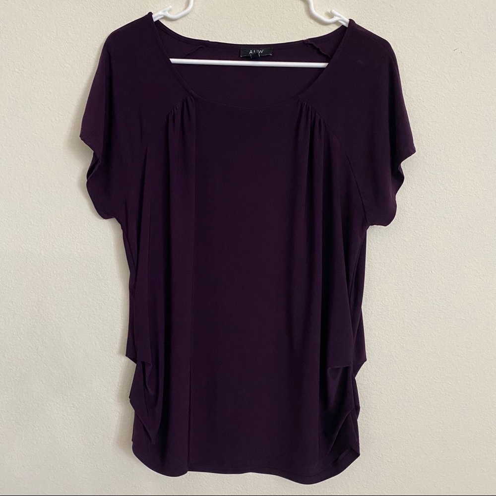 AUW Ruched Sides and Oval Neck Blouse